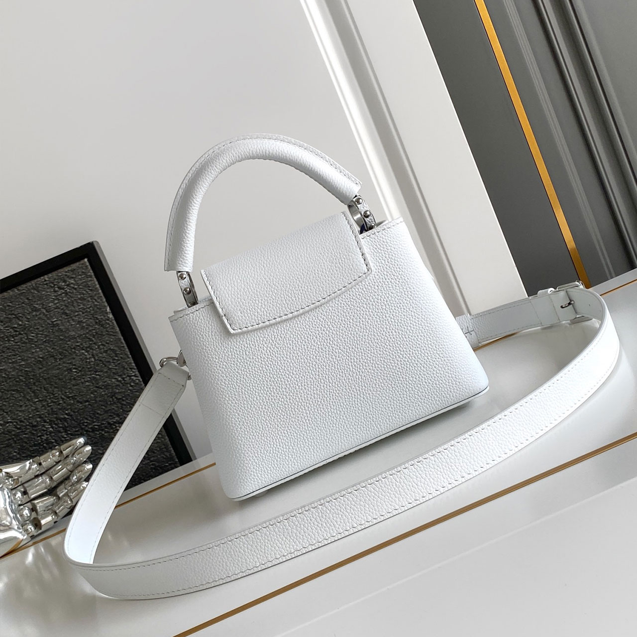 LV Capucines Mini White Gradient Crystal Diamond Handbag