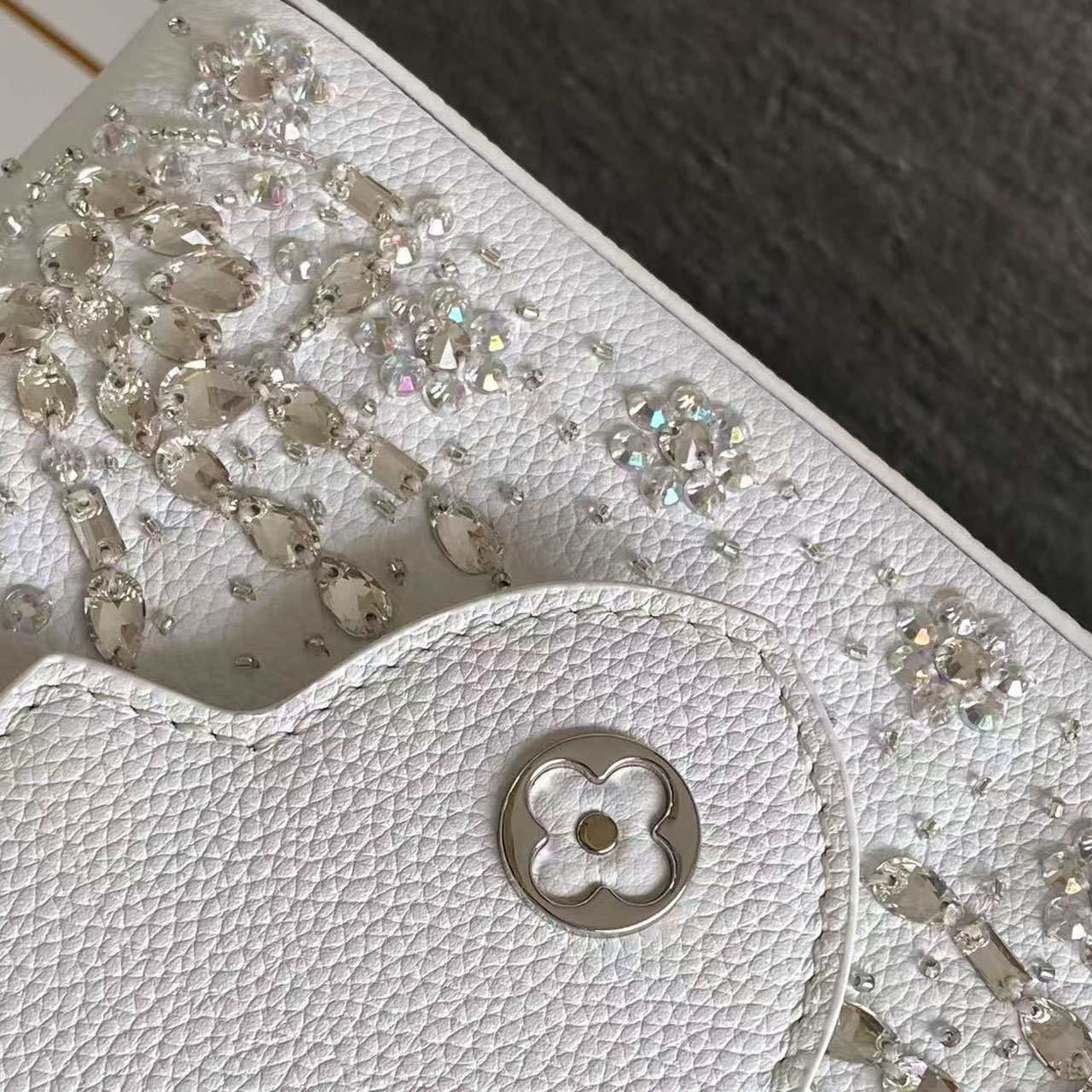 LV Capucines Mini White Gradient Crystal Diamond Handbag