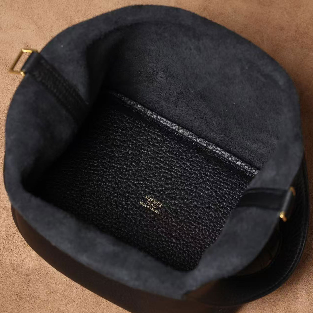 Herm è s Picotin Lock Basket 18 Black Togo Gold Buckle Handbag