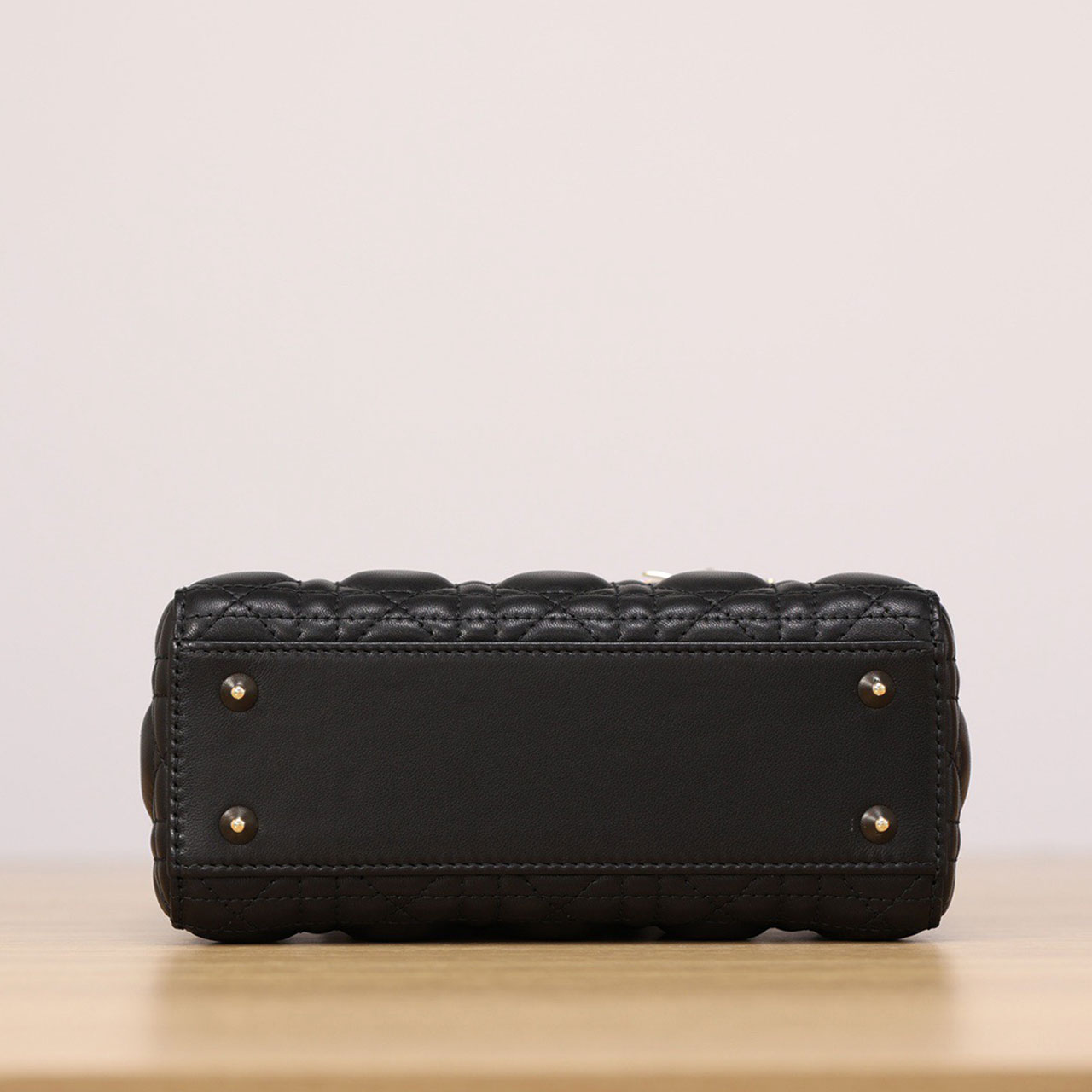 Dior Lady Dior Black Sheepskin Gold Buckle Four Grid Concubine Bag
