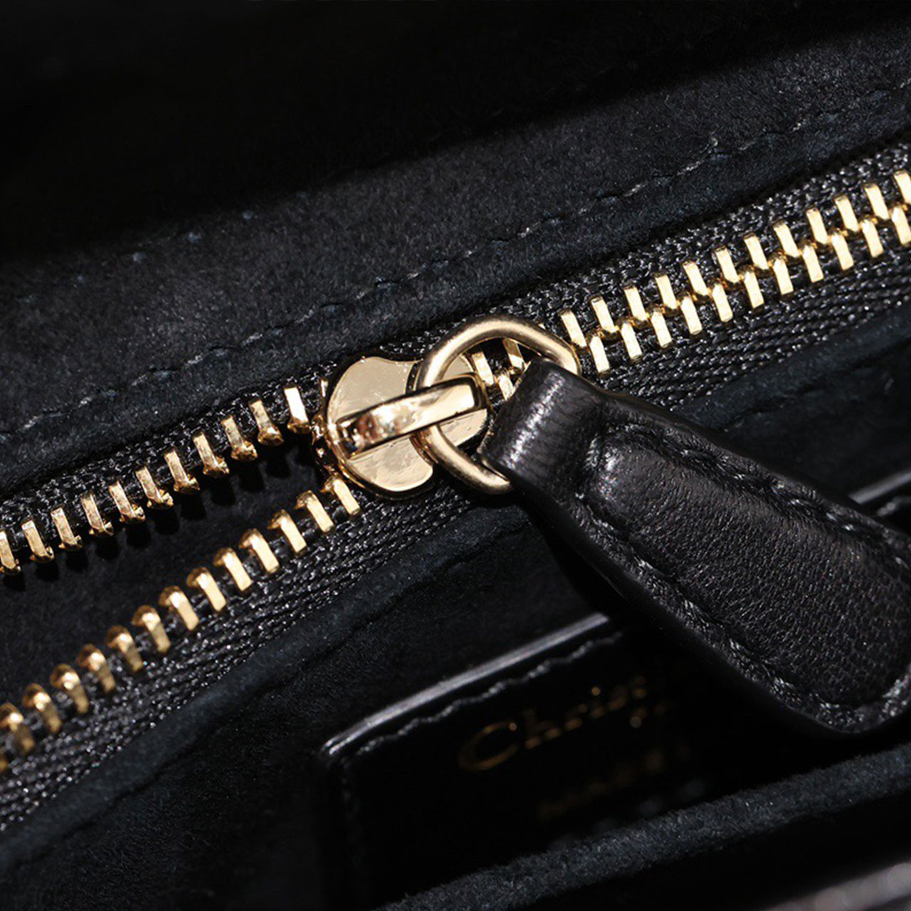 Dior Lady Dior Black Sheepskin Gold Buckle Four Grid Concubine Bag