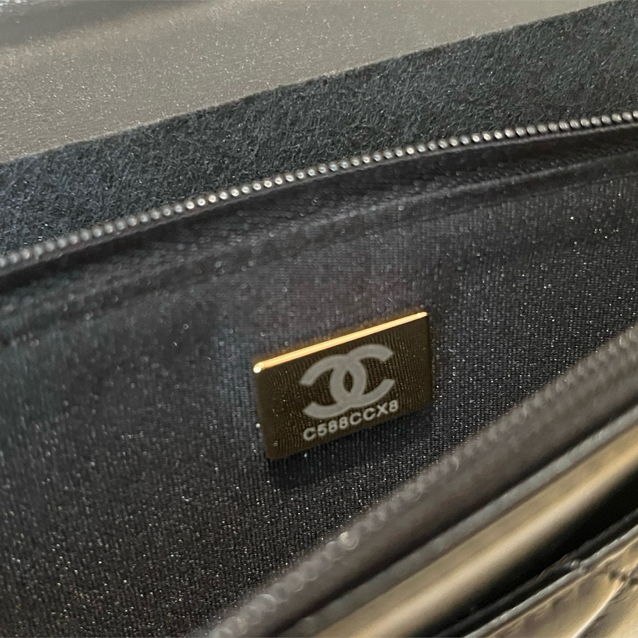 CHANEL Black Shiny Sheepskin Retro Golden Ball CF Mini Chain Bag