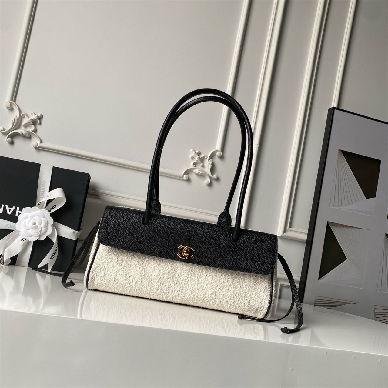 CHANEL Cowboy Matte Leather Retro Long Handle Stick Underarm Bag