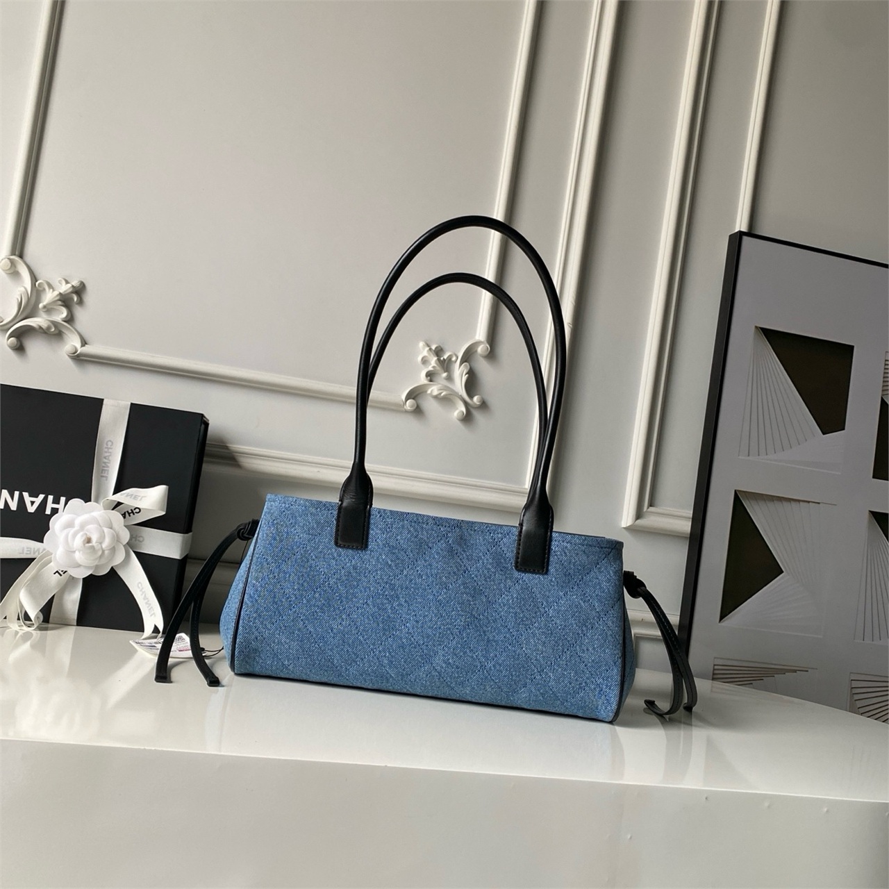 CHANEL Cowboy Matte Leather Retro Long Handle Stick Underarm Bag