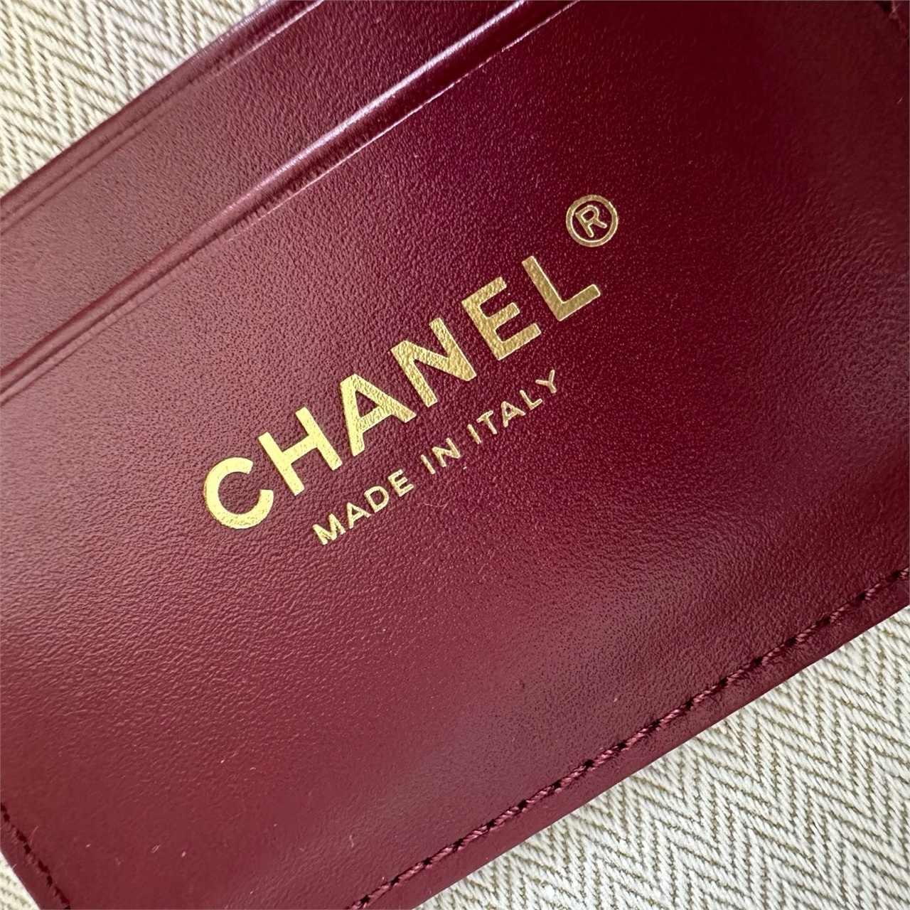 CHANEL khaki suede patchwork glossy leather hand-held rectangular makeup bag