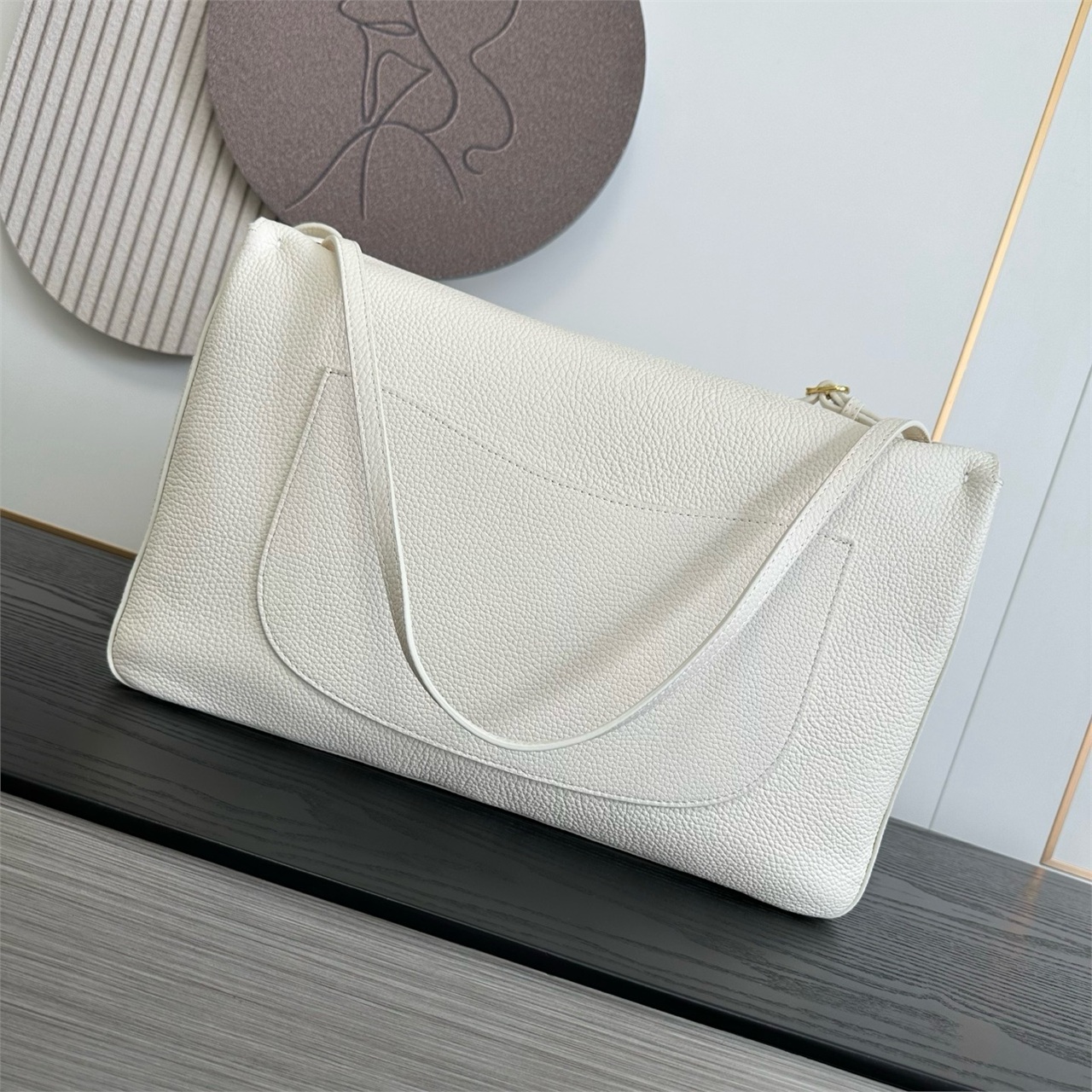 CHANEL milk white caviar cowhide long crossbody envelope French stick bag