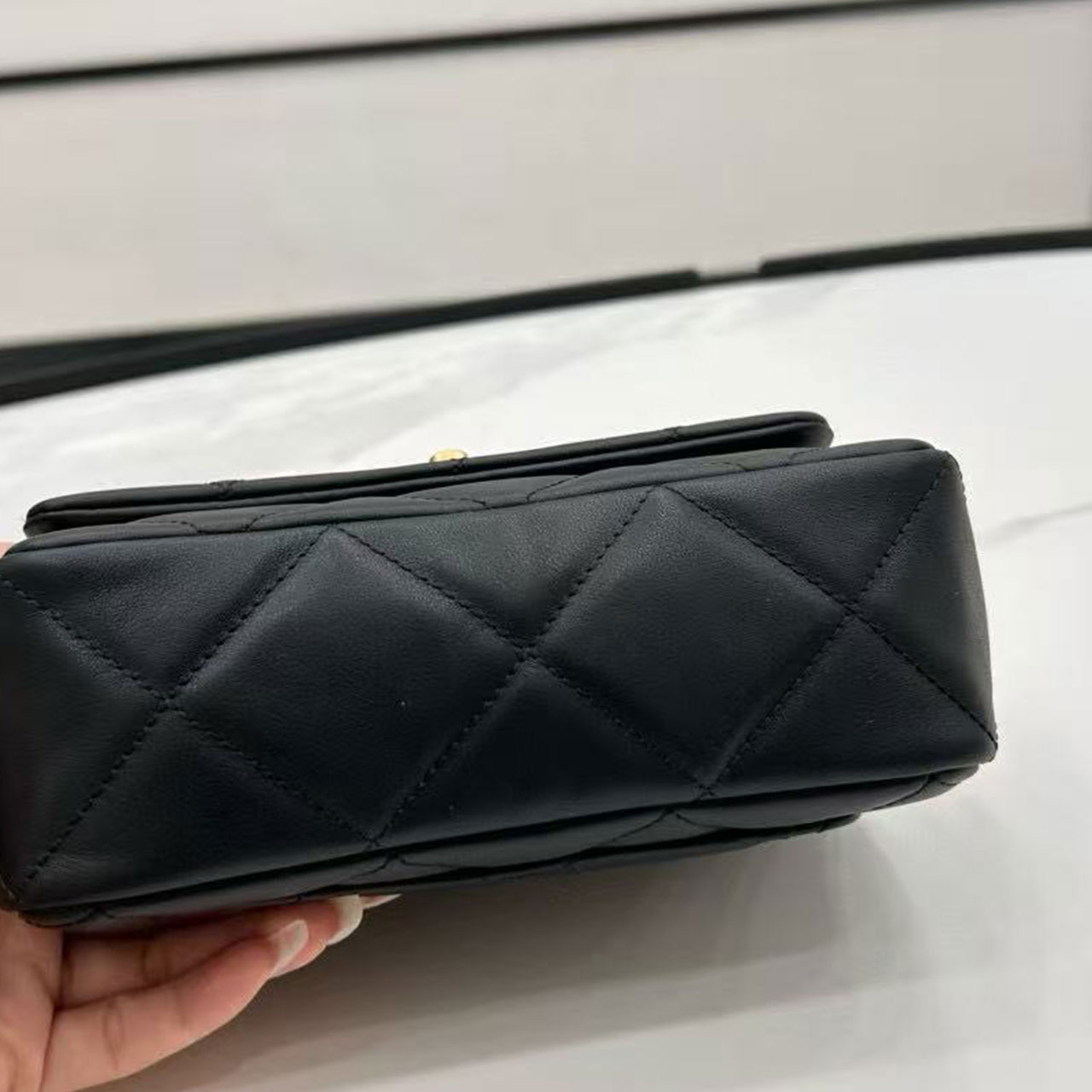 CHANEL Black Lambskin Lingge perfume Bottle Badge CF Flap Chain Bag