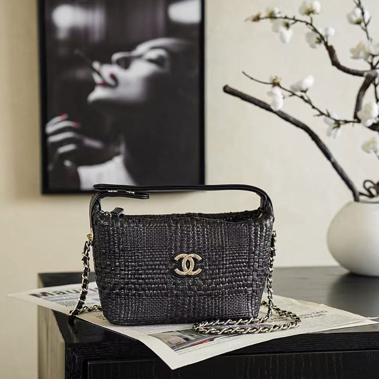 𝐂𝐡𝐚𝐧𝐞𝐥𝟐𝟔𝐏 Grass woven 𝐋𝐏 Lunch box bag