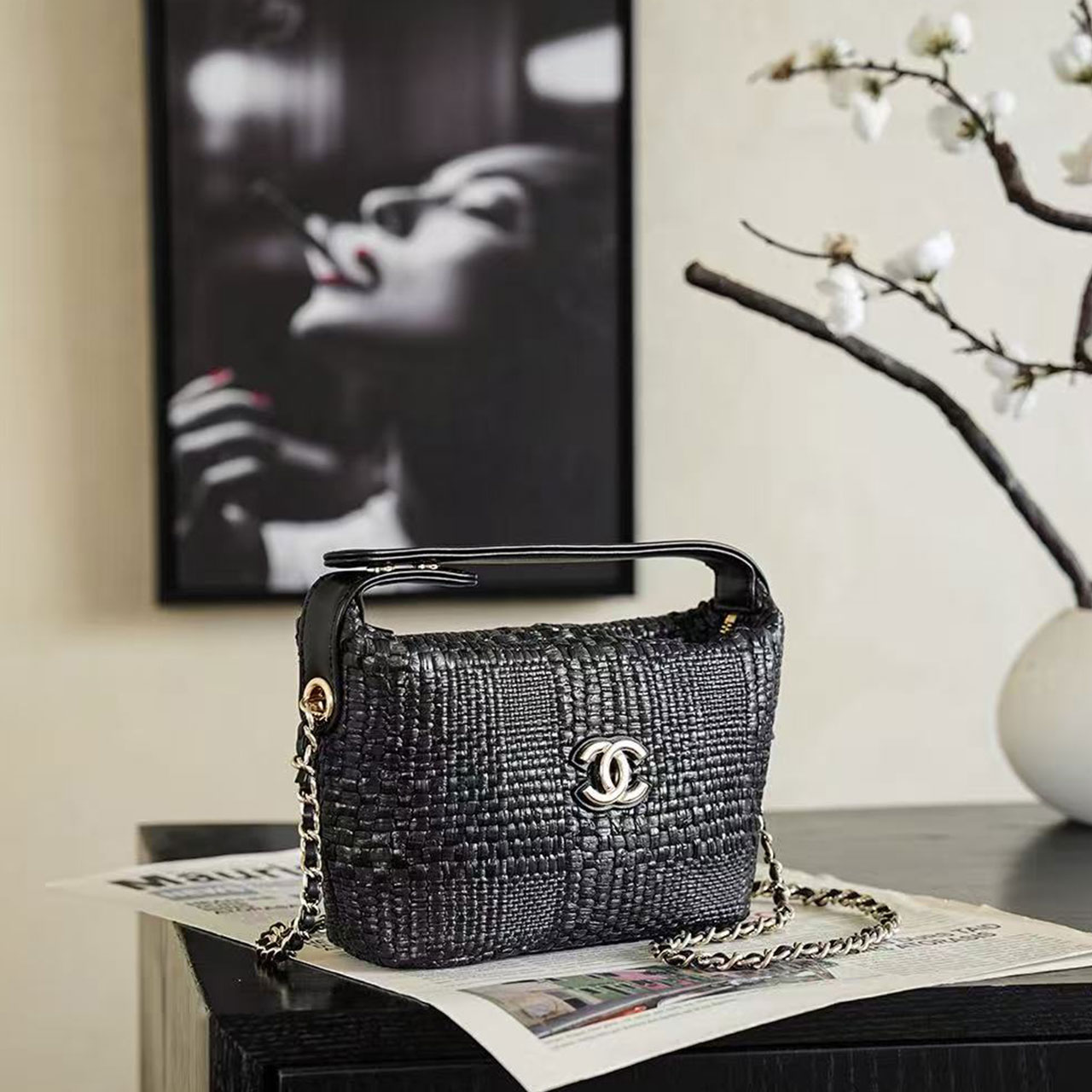 𝐂𝐡𝐚𝐧𝐞𝐥𝟐𝟔𝐏 Grass woven 𝐋𝐏 Lunch box bag