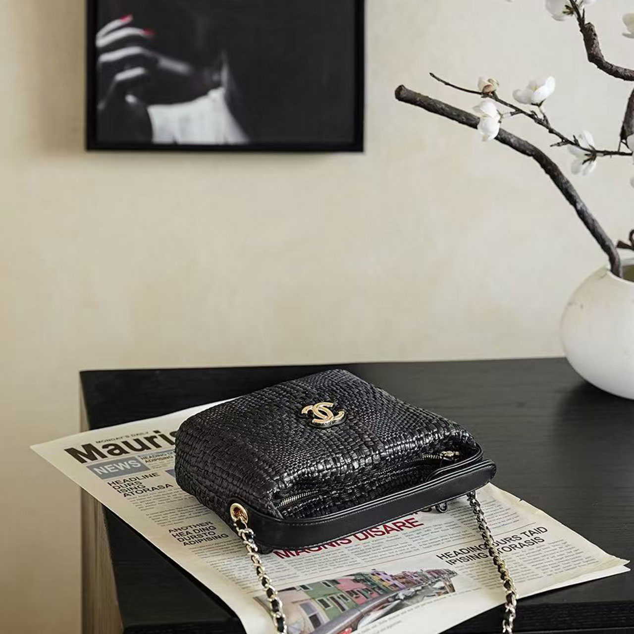 𝐂𝐡𝐚𝐧𝐞𝐥𝟐𝟔𝐏 Grass woven 𝐋𝐏 Lunch box bag