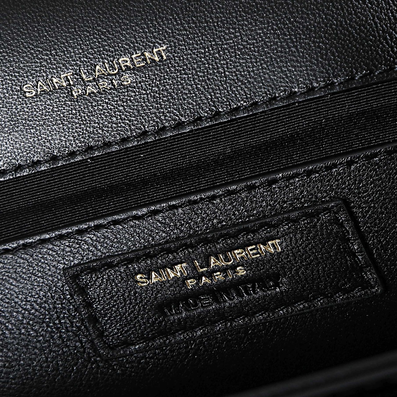 YSL black patent leather gold buckle with tassel