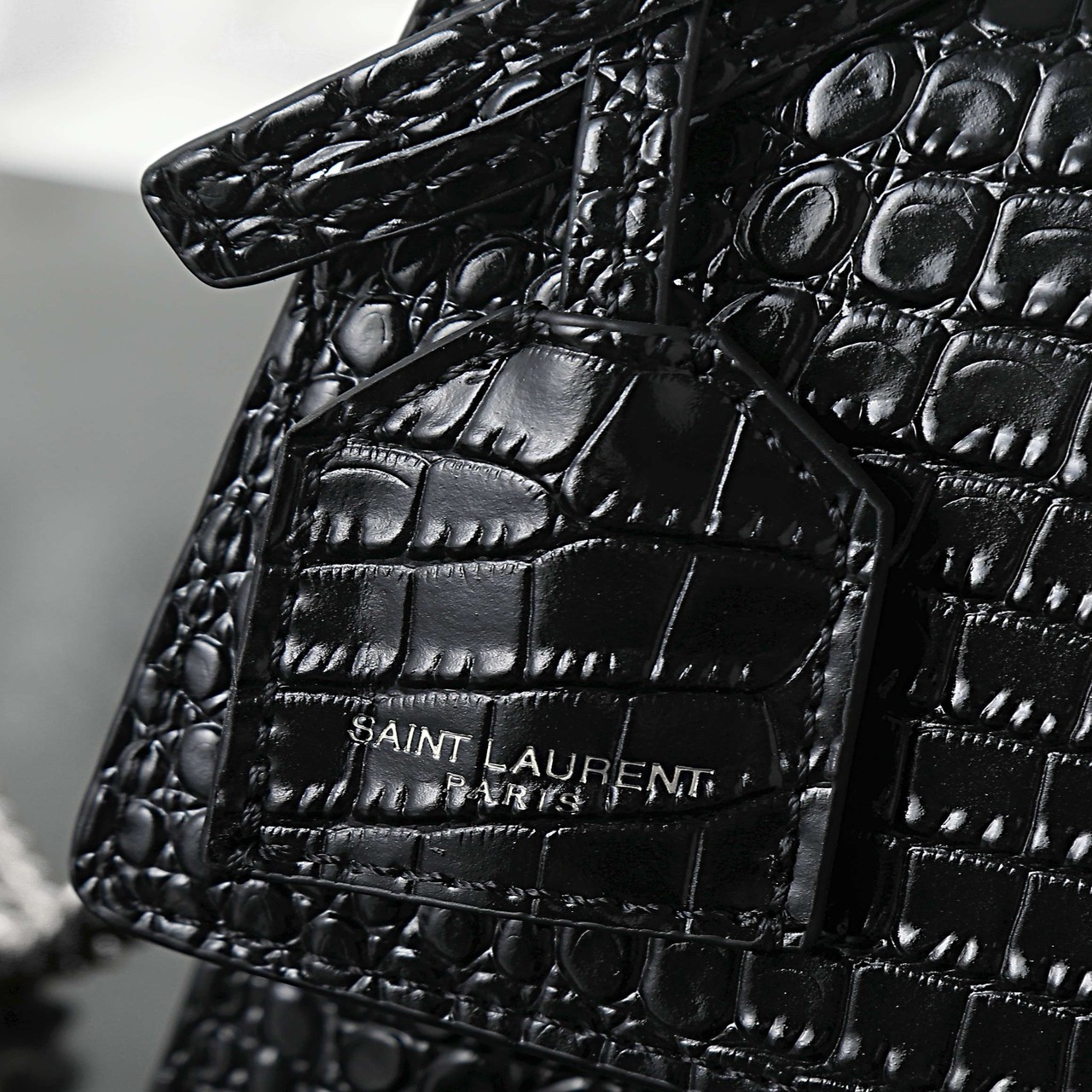 YSL Kate Medium Crocodile Embossed Chain Bag