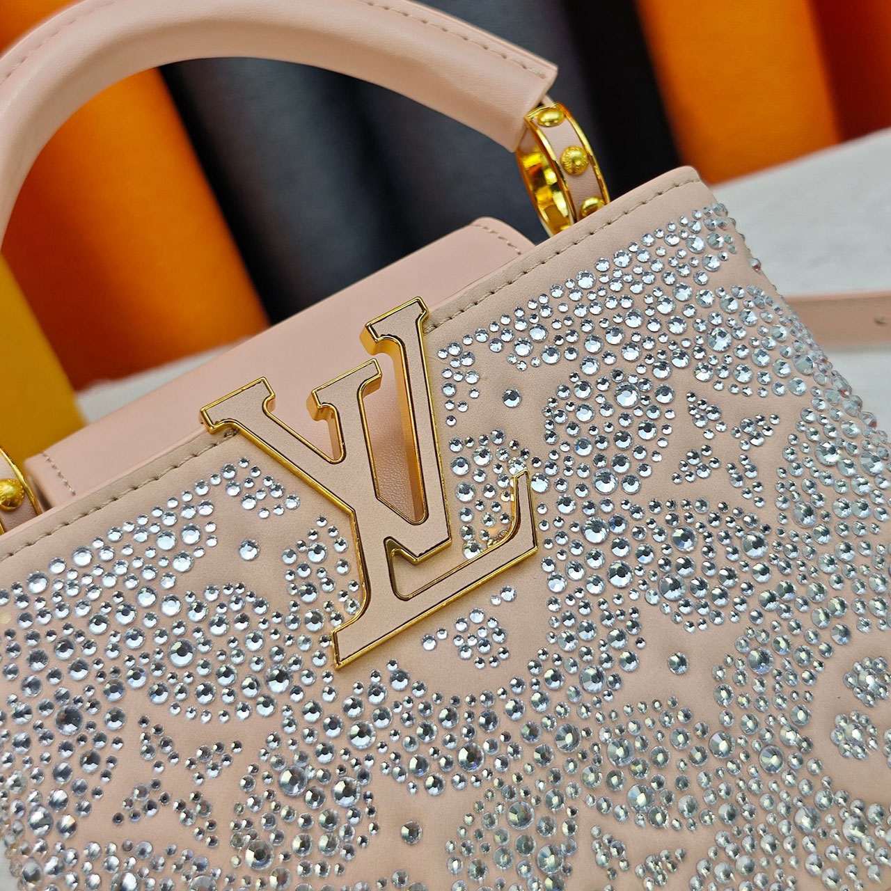 LV Capucines Mini Pink Full Diamond Crystal Handbag